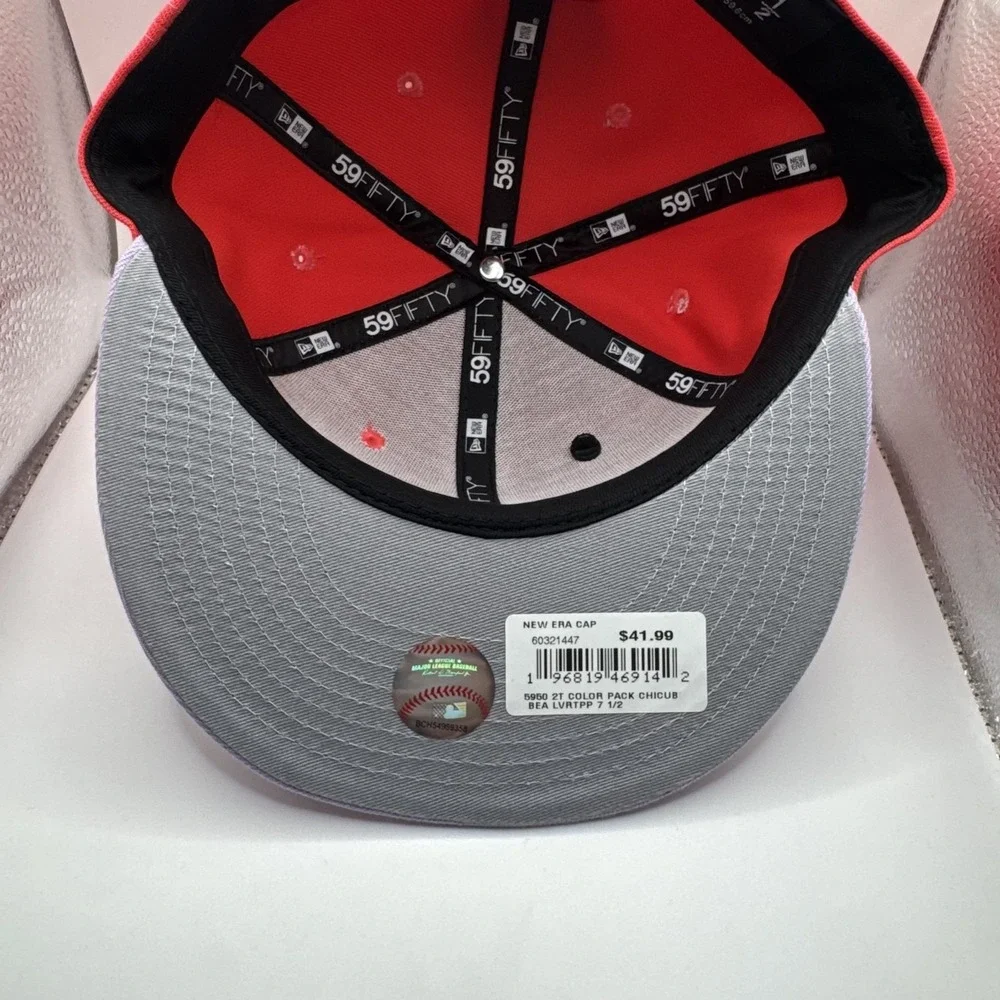 New Era Chicago Cubs 59FIFTY Fitted Hat Red & Purple Size 7 1/2 MLB Official Cap